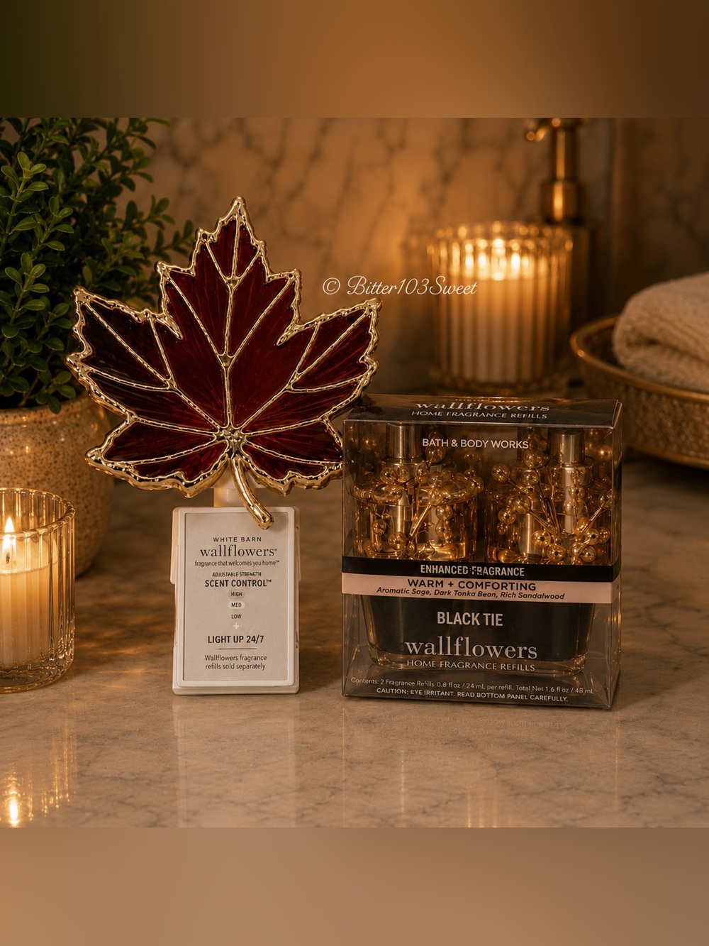 Bath and Body Works Etched Leaf Wallflower Plug & Fragrance Refill